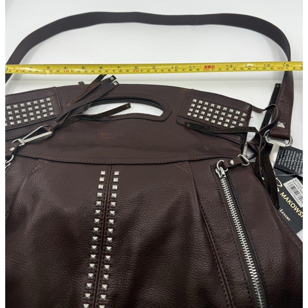 BMakowsky Brown Brandy Leather Studs Shoulder Purse Bag‎ NWT - Picture 14 of 14